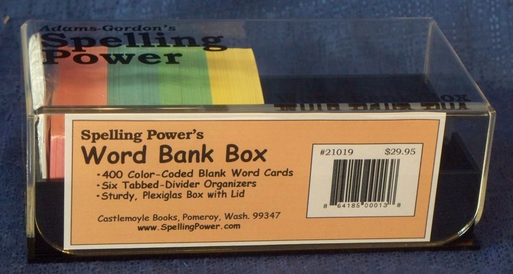 The Word Bank Box comes with 400 cards and a set of dividers